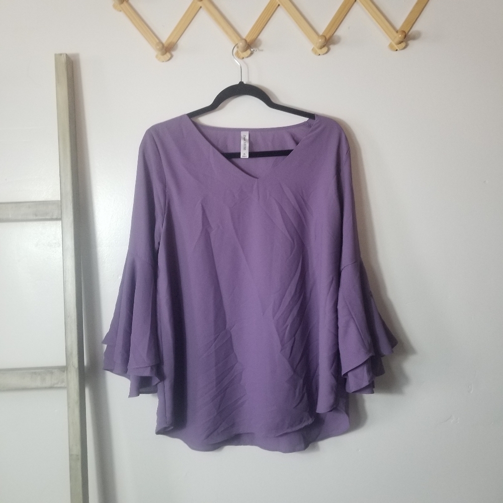 NWOT ZENANA OUTFITTERS WOMEN'S PURPLE BLOUSE SIZE XL